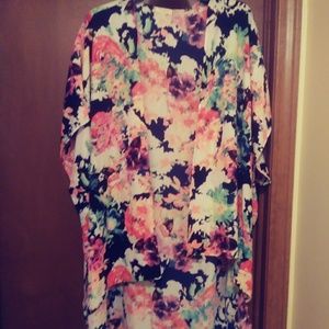 Large Black Floral Kimono